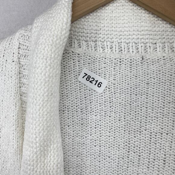 EILEEN FISHER Cardigan L Chunky Organic Cotton Shawl Open Front Off White - Picture 11 of 11